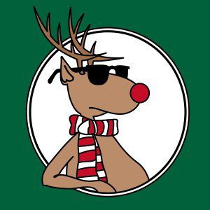 drawing of reindeer in sunglasses
