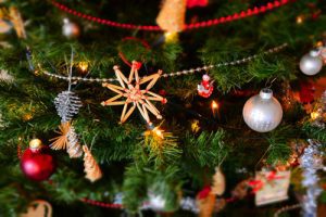ornaments on Christmas tree