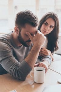 woman worried about boyfriend or husband